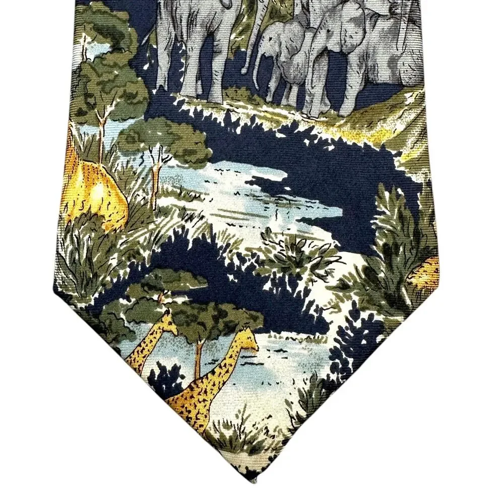Van Heusen Vintage 100% Silk Dress Tie‎ Animal Safari Jungle Pattern 58